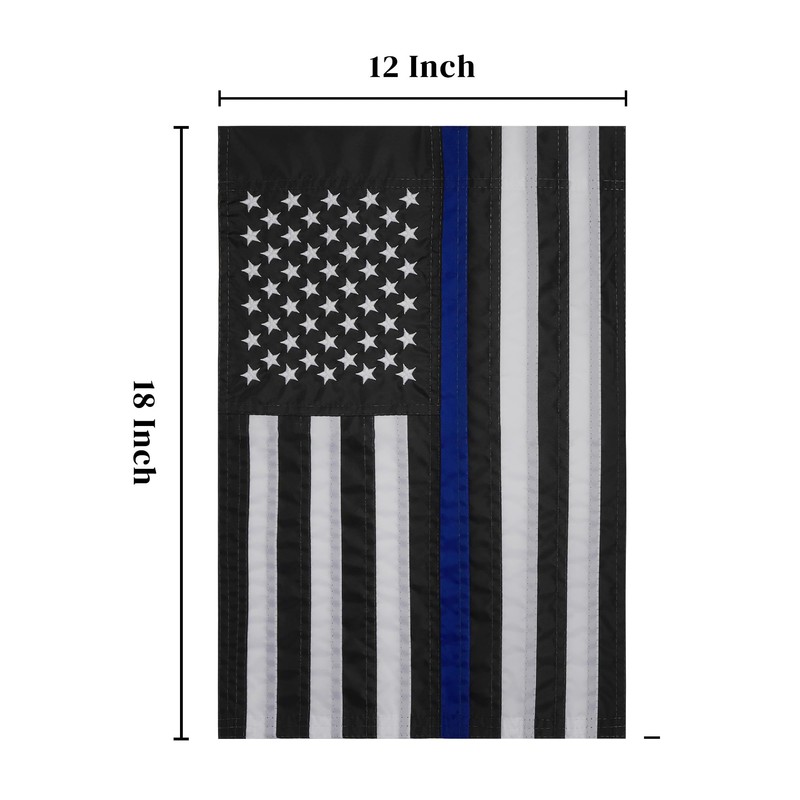 MCFULL 12x18 Inch Thin Blue Line Garden Flag,American Police Garden