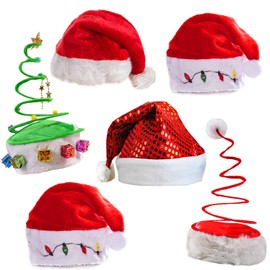 Funny Party Hats Sombreros de Navidad, sombrero de Papá Noel, paquete de 6, sombrero de elfo, sombrero de Papá Noel, cabina de fotos de Navidad, cuernos de reno