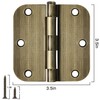 6 Pack Antique Brass Door Hinges 3.5 Inch Black Interior