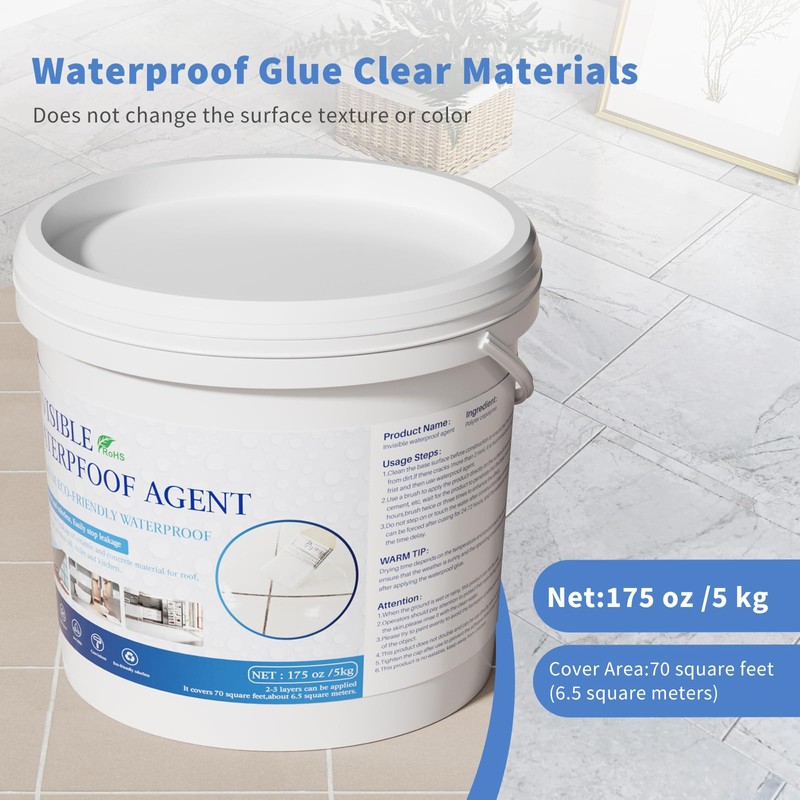 Xmntdo Transparent Waterproof Coating 175 Oz (5 KG), Invisible Waterproof