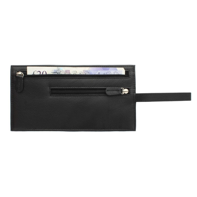 Genuine Leather Security Wallet Pouch with Belt Loop AC501 Black