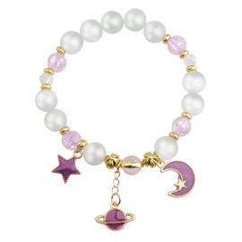 CENWA Singer Inspired Bead Bracelet Singer Fan Gift Star and Moon Bracelet Jewelry for Women, Nickel, Pearl