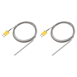 sourcing map 2pcs K Type Thermocouple with Plug, Meter Temperature Sensor Probe 0 to 600°C(32 to 1112°F) Stainless Steel, 5x100mm 6.6ft Wire