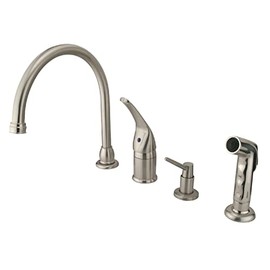 Elements of Design EB828K8 Chatham Single Handle Kitchen Faucet with Soap Dispenser, 9" in Spout Reach, Brushed Nickel
