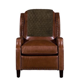 Ganloz Suede Leather Recliner Chair Headrest Cover for Home & Office - Sofa, Love Seat, Furniture Protector, Slipcover Theater Seat Cover, 18x26 Inches - Olive Green Pack of 2