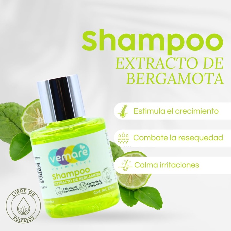 Vemare Cosmetics Shampoo con Extracto de Bergamota Fortalecedor Capilar 100ml