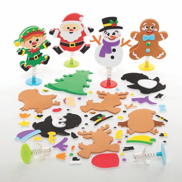 Baker Ross FC146 Christmas Jump Up Kits - Pack of 8, Craft Activities for Kids to Assemble, Decorate and Play, Great as a Gift for Creative Children