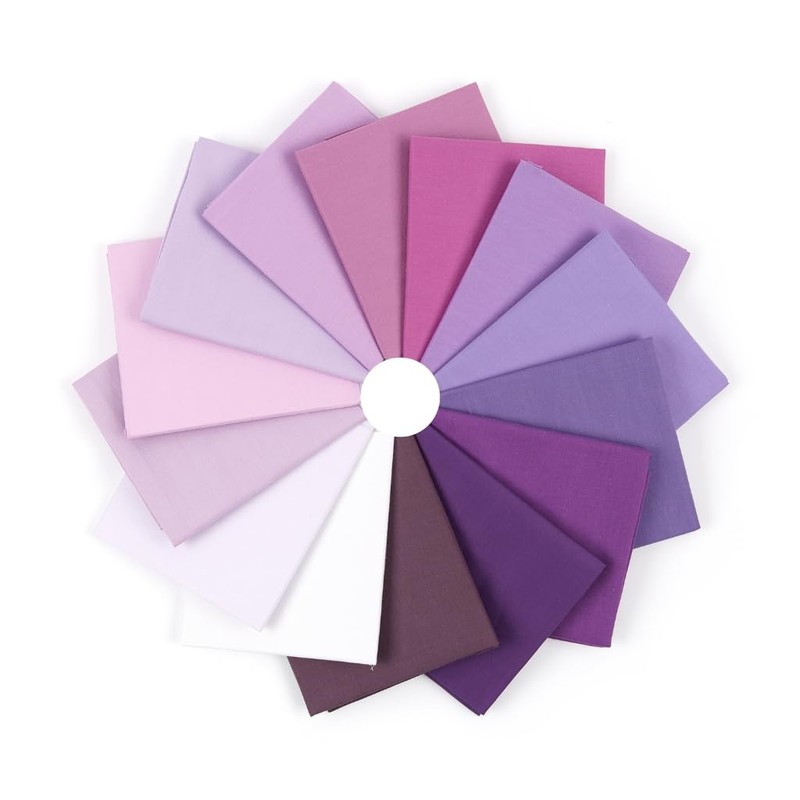 Plain 14 Piece 100% Cotton Fat Quarter Fabric Bundle, Perfect