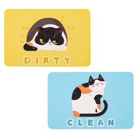 Gosknor 2pcs Magnetic Dishwasher Clean Dirty Signs Cat, Double-Sided Reversible Pet Kitchen Accessories Clean and Dirty Sign for Dishwasher Fridge Laundry Room