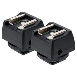 JJC Hot Shoe Mount with PC Sync Sockets and 3.5 mm Mini Phono Connector for DSLR Cameras, Standard ISO Hot Shoe and Flash Base for Flash Units or Other Accessories