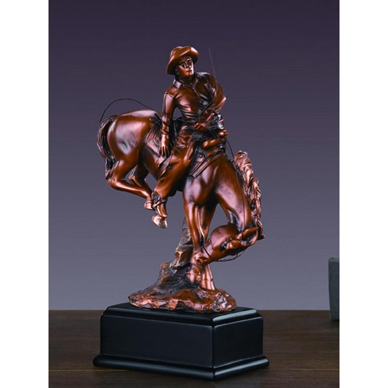 Western Cowboy Bucking Horse Statue - Bronze Finish Figurine