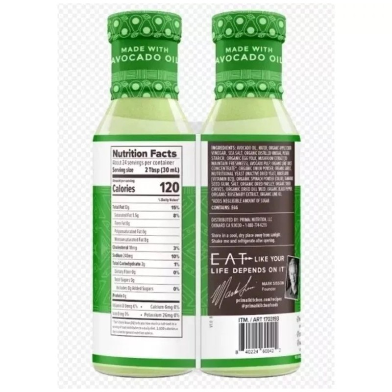 Primal Kitchen Avocado Lime Sauce & Dressing, 12 Ounce (Pack