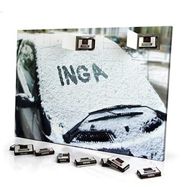 printplanet - Adventskalender mit Namen Inga - gefüllt mit Schokoladen-Füllung - personalisiert mit Namens-Motiv Autoscheibe - Schoko-Kalender, Weihnachtskalender
