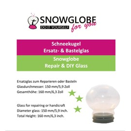 40021 150mm replacement glass/craft glass for snow globe