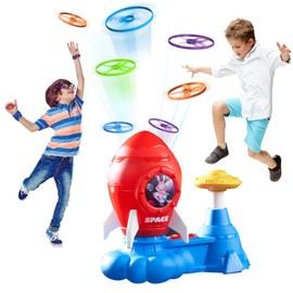Outdoor Toys for Kids Ages 3-8: Flying Disc Rocket Launcher Toy Butterfly Chasing Games, Outside Activities Toy for Kids Ages 3 4 5 6 7 8, Yard Games Birthday Gift for Toddlers Boys Girls, Red