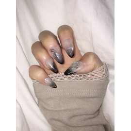 [Lettering Nail High Quality] Noir Grace Nail Tips  - Coffin Egg / [레터링네일고퀄리티] 누아르 그레이스 네일팁  - 코핀에그