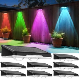APILAB Solar Fence Lights Outdoor 8 Pack - 8 Modes (RGB Cycle/Fixed), Fence Lights Solar Powered for Outside, IP65 Waterproof, Deck Lighting for Wall, Step, Patio, Pathway, Stairs