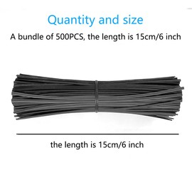 Tangser Plastic Black 6" Twist Ties, Reusable Cable Ties,Long Garbage Bag Twist Ties, Trash Bag Coated Ties, Twisty Ties for Organizing, Plant Hollding, Office, Christmas Tree (500 Pcs/6 inch)
