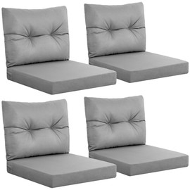 YEFU Outdoor Cushions for Patio Furniture: Waterproof Fade-Resistant Outdoor Chair Cushions Set of 4 - Deep Seat Patio Cushions Replacement with Ties for Chair Sofa Couch - 24 x 24 Inch(Dark Gray)