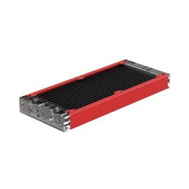 PrimoChill 240SL (30mm) EXIMO Modular Radiator, Clear Acrylic, 2x120mm, Dual Fan (R-SL-A24) Available in 20+ Colors, Assembled in USA and Custom Watercooling Loop Ready - Razor Red