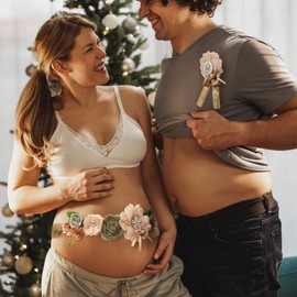 Kadamii Baby Shower Sash for Mom to Be, Floral Belly Bands Baby Shower Deccoration