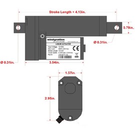 WINDYNATION 8 Inch 8" Stroke Linear Actuator 12 Volt 12V 225 Pounds lbs Maximum Lift (Includes Mounting Brackets)