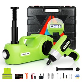 Simtamy Electric Car Jack Kit 5Ton 12V Car Jack Hydraulic (Lifting Range: 6.1-20.86 inch) with Impact Wrench & Inflator for SUV MPV Sedan Truck with LCD Tire Pressure Display