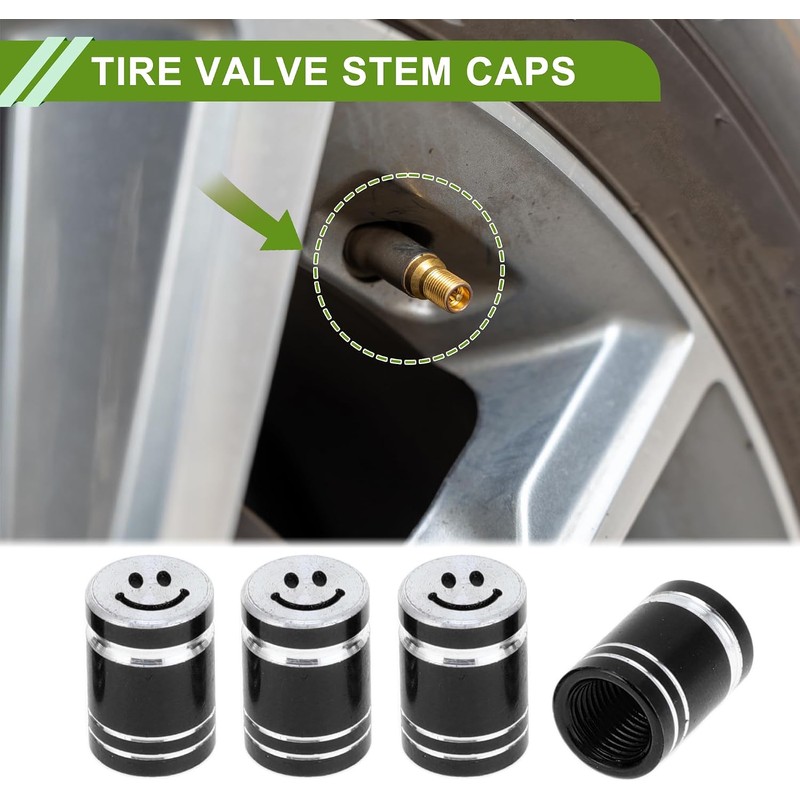 Tapones decorativos para válvula de neumático, color negro, 7 x