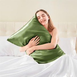 BEDELITE Satin Pillowcase for Hair and Skin, Super Soft and Cooling Similar to Silk Pillow Cases 2 Pack with Envelope Closure, Gift for Women Men(20"x30" Queen Size, Cedar Green)