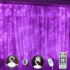 SINAMER Purple Curtain Light for Bedroom, 300 LED 9.8ft x