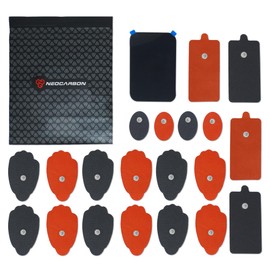 Reusable Electrode Pads for TENS EMS Unit, 20 Replacement Premium Pads and 1 Plastic Holder, Red and Gray