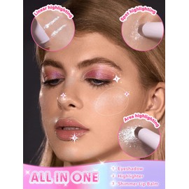 SHEGLAM Crystal Jelly Glaze Stick Eye Shadow Stick Eyeliner Brightener Pencil Crayon with Brush Easy to Blend Long Lasting Shimmer Eyeshadow-Champagne Gleam