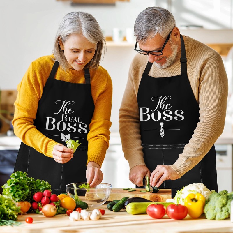 Britimes 2 Pack Aprons, The Boss The Real Boss Adjustable