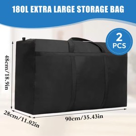 2Pcs 120L Large Storage Bags with Zips, Waterproof 600D Oxford Moving Bags, Extra Large Clothes Storage Bag for Moving Storage Clothes Bedding Quilt Blankets, Duvets, Laundry, Underbed Storage