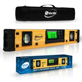 Shefio Digital Level - 18 Inch Magnetic, IP54 Dustproof and Waterproof - Protractor - Includes Batteries and Carrying Case