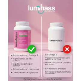 Colágeno Hidrolizado Lumihass Sabor Arándano 1.2 Kg I 48 Porciones I Adicionado Con Omega 3 +Aguacate +Magnesio +Acido Hialurónico +Biotina +Vitamina 