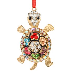 SICOHOME Sea Turtle Ornaments for Christmas Tree - Coastal Sea Ocean Hawaii Beach Themed Christmas Hanging Ornament with Rhinestones for Christmas Tree Gifts for Ocean Lover - Teal