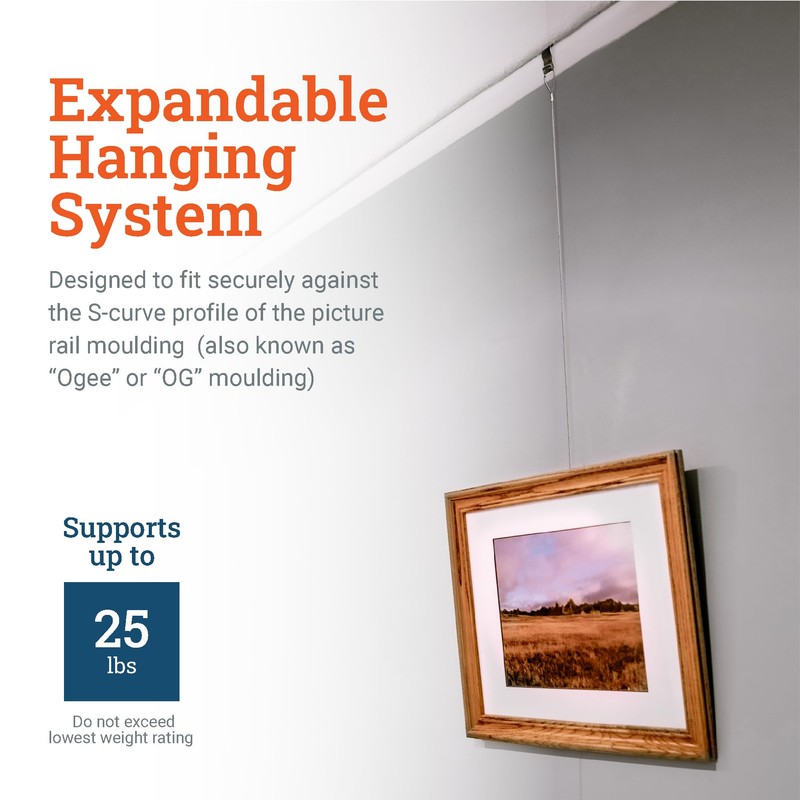 Picture Rail Hooks Silver Finish - 25 Pack - Picture