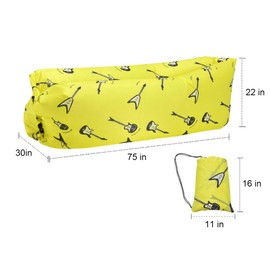 CCDXD Air Sofa, Inflatable Lounger Inflatable Couch for Travelling, Outdoor, Camping, Hiking, Beach Parties, Picnic, Backyard, Lakeside, air Hammock (Yellow Guitar)