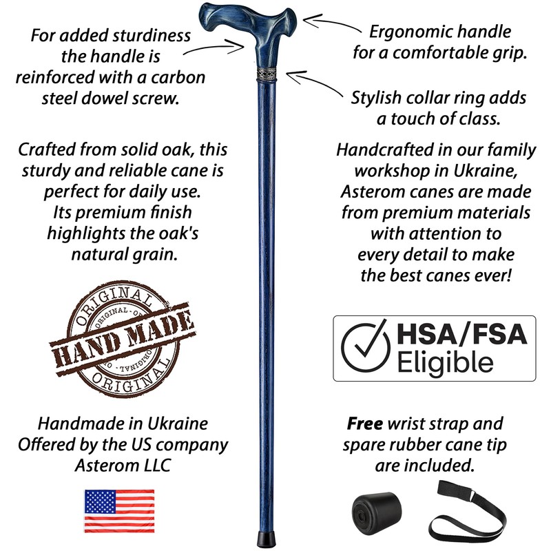 Asterom Walking Cane - Handmade, Ergonomic, Fancy Canes for Men