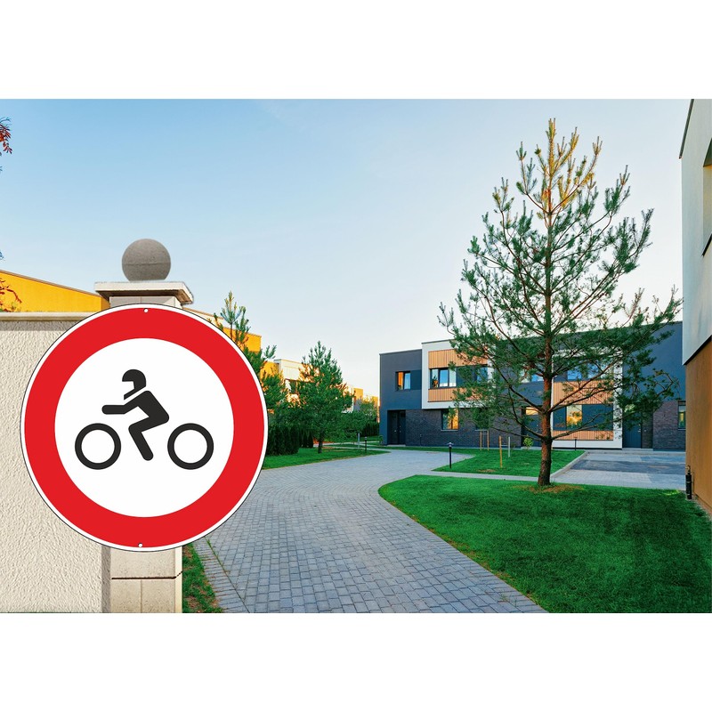Pubblimania Prohibition of Motorcycle Access - Traffic Sign Aluminium Round