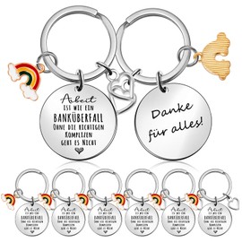 Tenare Pack of 8 Key Rings for Colleagues Work Is Like A Bank Robbery Keyring Thank You for Everything Farewell Gift Keyring Gift for Colleague Job Change Retirement, /