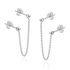 Rare Double Ball Chain .925 Sterling Silver Earrings