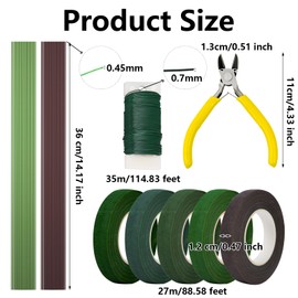 9 Pcs Floral Arrangement Kit with Floral Wire Floral Tape Green Florist Wires Cutter Floral Arrangement Tools for DIY Bouquet Stem Wrap Wreath Making Florist
