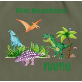 Geschenk mit Namen personalisiert by Shirtracer - Gym Bag Backpack - Animals - Dino Dinos Dinosaur, 13 Olive Green, Unit size
