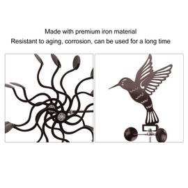 Kolibri Windmühle, Hummingbird Windmill, Metall Windskulptur Spinner, Eisen Kolibri Gartenstab Skulptur, Einseitig Gerichtete Windskulpturen Kunstdekoration Stabile Rotation für Rasen, Garten