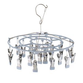 Relaxdays Sock Dryer for Clothes Airer, 24 Clips, Swivel Hooks, Camping, Sock Hanger HxD: 29 x 33.5 cm, Grey