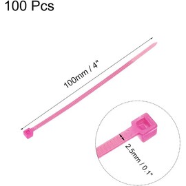 JDYYICZ Cable Zip Ties Nylon Cable Wire Ties 4 Inch Self-Locking Nylon Tie Wraps Pink 100pcs