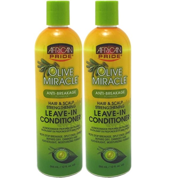 African Pride Olive Miracle Leave-In Conditioner 12oz (2 Pack) by AFRICAN PRIDE