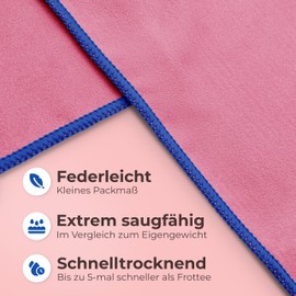 NirvanaShape Microfibre Hand Towel, Lightweight Compact Bath Towel, Travel Towel, Beach Towel, Sports Towel, Set of 2 XL + S 200 x 100 + 60 x 40 cm